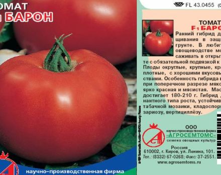 Description de la variété de tomate Baron et de ses caractéristiques