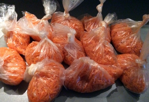 frozen radish in a bag