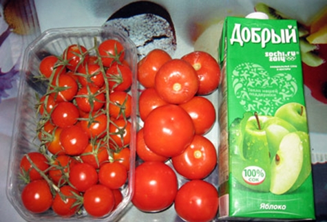 Tomaten und Apfelsaft