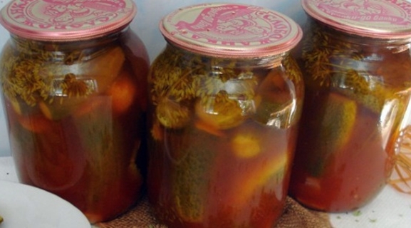 Gurken in Adjika in Gläsern für den Winter