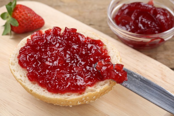 strawberry jam on bread