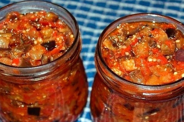 Armenian eggplants in jars