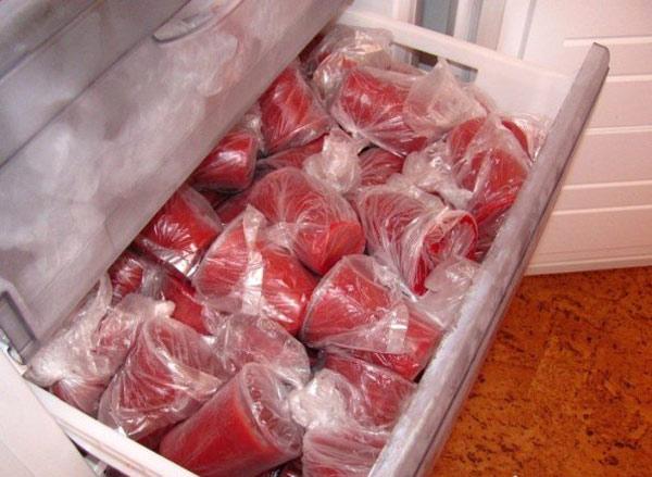 in Püree eingefroren